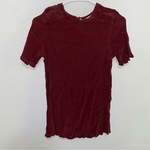 VTG-19 Vintage 100% Silk Top Burgundy